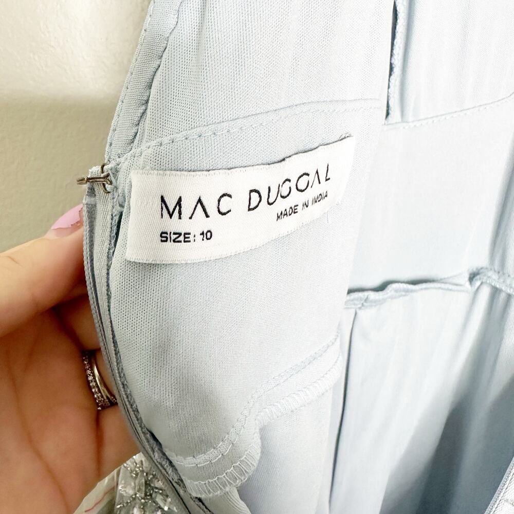 Mac Duggal A93744 Powder Blue Embellished V Neck Sleeveless Gown 10 $398 NEW - Picture 11 of 14